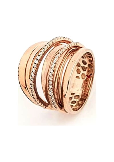 Italyan Tasarımı 925Ayar Gümüş Rose Lüks Atlamalı Yüzük 12