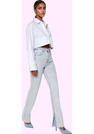Ersefa Kadın Denim Flare Jean Yüksek Bel 5 Cep Esnek Günlük Ve Şık Kombi mavi