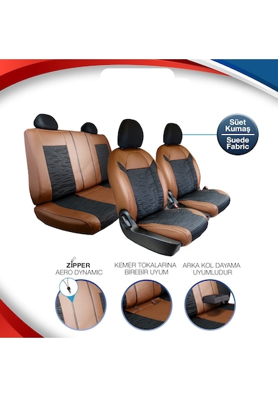 Bmw 3 Serisi 328i Yarı Deri Oto Koltuk Kılıfı Ön Arka Set Kahverengi Siyah Premium Seri Şhn