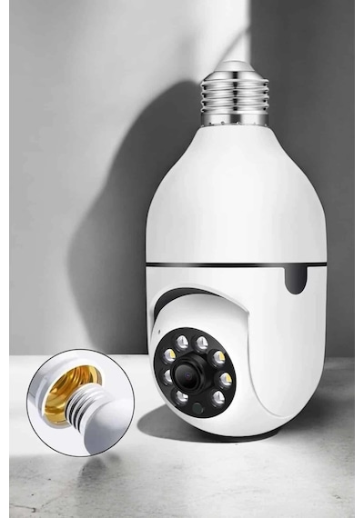 Wifi Kamera Duylu Ampul Görünümlü 360 Derece Dönebilen Ev Kamerası Diğer