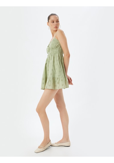 Koton Mini Fisto Elbise İp Askılı Gipeli Bağcık Detaylı Green 4sal80007ıw Yeşil Koton Mini Fisto Elbise İp Askılı Gipeli Bağcık Detaylı Green 4sal80007ıw Yeşil