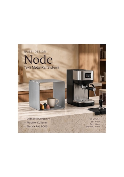 Node Modüler Metal Masaüstü Organizer Çok Amaçlı Düzenleyici Tekli Modül 16x16 Cm Gümüş - 943943374 Gümüş