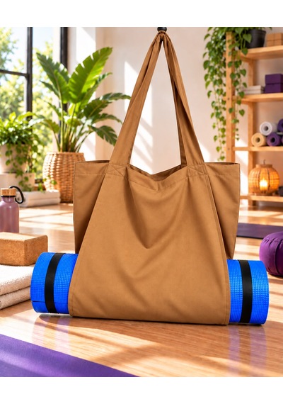 Mat Taşıma Çantası Yoga Fitness Silindir Antrenman Çantası - Çantalı Fermuarlı Mat Taşıma Çantası Açık Kahverengi