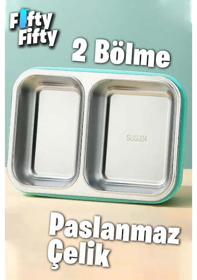 Vagonlife Lunch Box 700 Ml Tek Kat İki Bölmeli Metal Kaşıklı fflbox7096