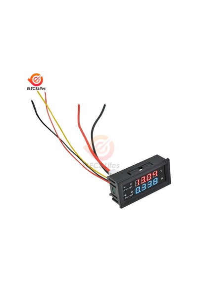 3bit 100v 10a-dc 100v 200v 10a 4 Haneli Yüksek Hassasiyetli Voltmetre Ampermetre Mavi + Kırmızı Led Amp Çift Ekran Dijital Volt Metre Ölçer