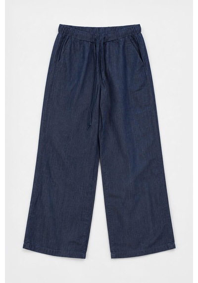 Bluew White Kadın Beli Lastikli Wideleg İnce Rahat Jean Pantolon mavi