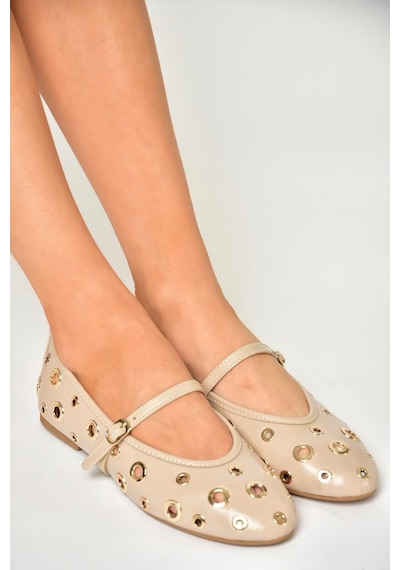 Fox Shoes U820084509 Bej Kadın Babet Bej-suni Deri Bej