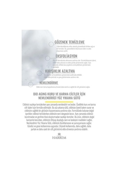 Harrem Bio Aging Kuru Ciltler İçin Yüz Yıkama Sütü 80123627