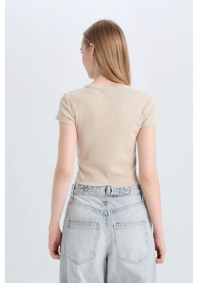 DeFacto Coool Fitted Fitilli Kaşkorse Basic Düz Kısa Kollu Tişört E0287AX25SMBG735 DeFacto Coool Fitted Fitilli Kaşkorse Basic Düz Kısa Kollu Tişört E0287AX25SMBG735