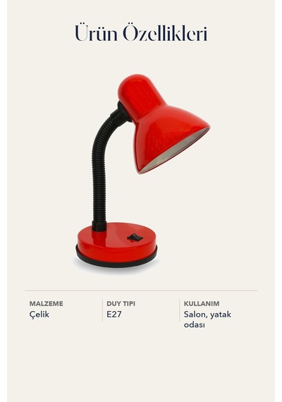 Kırmızı Yuvarlak Masa Lambası Salon Yatak Odası Dekoratif Aydınlatma
