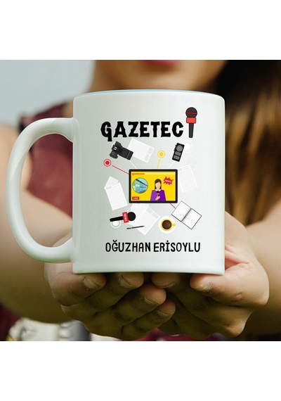 Gazetecilere Özel Tasarımlu Kupa Bardak Saydam