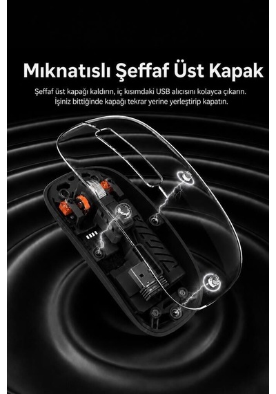 Özel Seri Şeffaf Çift Modlu Fare Tm23 Siyah 2.4g Masaüstü Dizüstü Ekipman