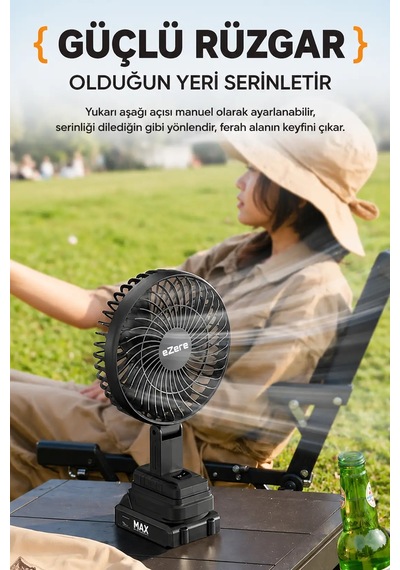 Ezere Airmax Şarjlı Taşınabilir Outdoor Fan Vantilatör St-7997- 5775
