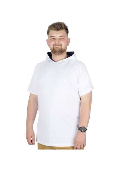Mode Xl Büyük Beden T-Shirt Kapşonlu Barcode 22178 Beyaz 001