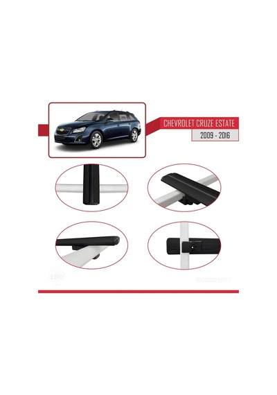 Chevrolet Cruze 2009-2016 Arası İle Uyumlu Basic Model Ara Atkı Tavan Barı Siyah 3 Adet