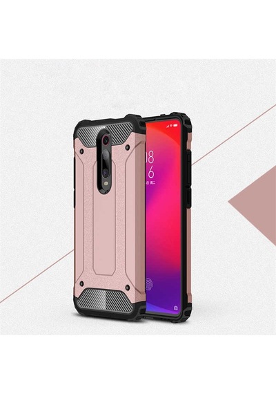 Noktaks - Xiaomi Uyumlu Xiaomi Mi 9t / Mi 9t Pro - Kılıf Çift Katman Zırh Tank Crash Military Kapak - Rose Gold