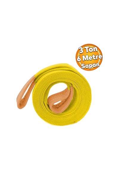 Tr Spanzet Sapan Polyester Sarı Renk 3 Ton 6 Metre Sağlam Yük Kaldırma Taşıma İndirme Halat
