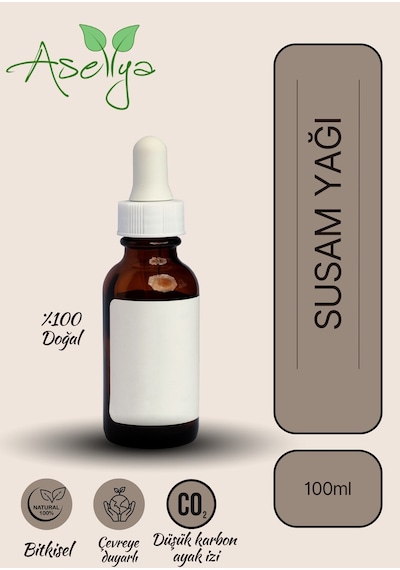 Susam Yağı 100 Ml Saf Soğuk Sıkım Bitkisel Bakım Yağı Cilt, Saç, Masaj