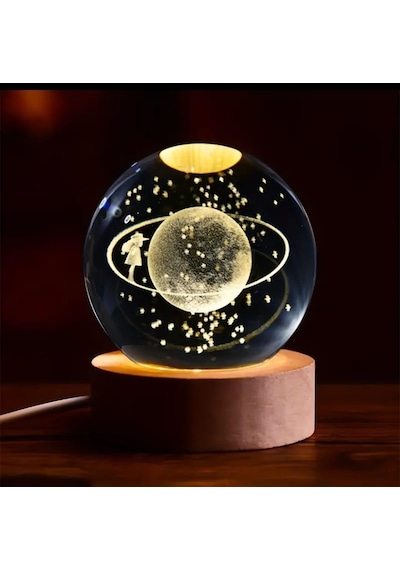 Mr 3d Kristal Cam Küre, Ahşap Soketli Gece Lambası,led, Sevgiliye Hediye, Noel, Öğretmenler Gün 70121362