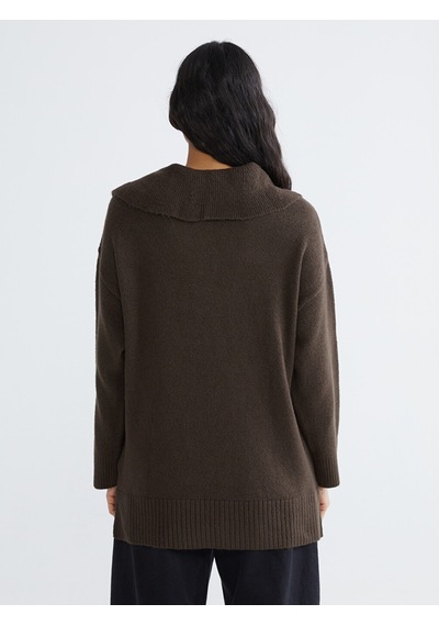 Lcw Modest Bej Polo Yaka Kadın Triko Kazak