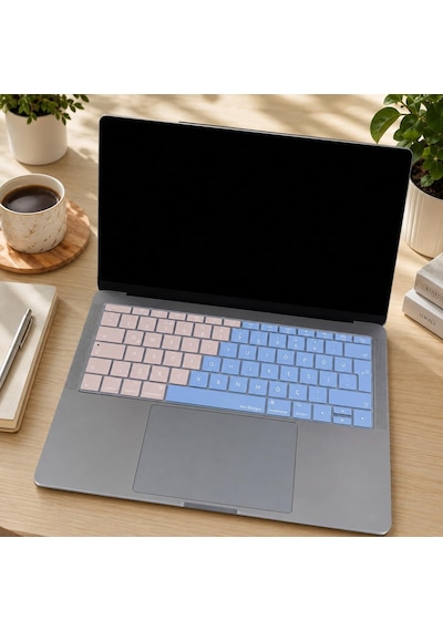 Türkçe Q Klavye Koruyucu Macbook A1534 A1708 Uyumlu Uk Avrupa Ters L Enter Silikon Klavye Koruyucu Renkli Pastel Tasarım Mavi Pembe