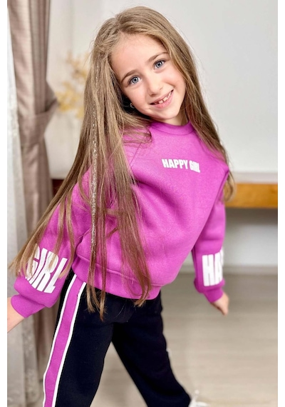 Riccotarz Kız Çocuk Kollarında Ve Göğsünde Girl Yazı Detaylı Mor Sweat Şerit Detaylı Eşofman Takım Mor Riccotarz Kız Çocuk Kollarında Ve Göğsünde Girl Yazı Detaylı Mor Sweat Şerit Detaylı Eşofman Takım Mor