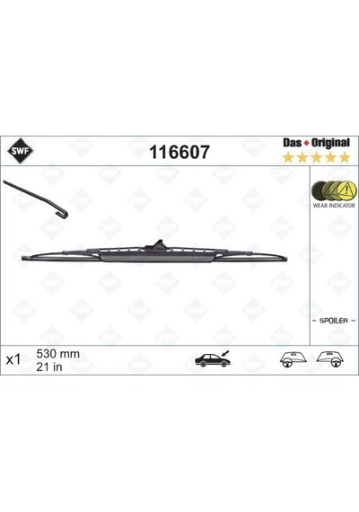Silecek - 966 - Swf 53cm X1 Spoilerli Golf Iıı Iv A3-a4-bmw 3-golf 3-passat Inca Ibıza - Spt-gld - Leon Avensıs