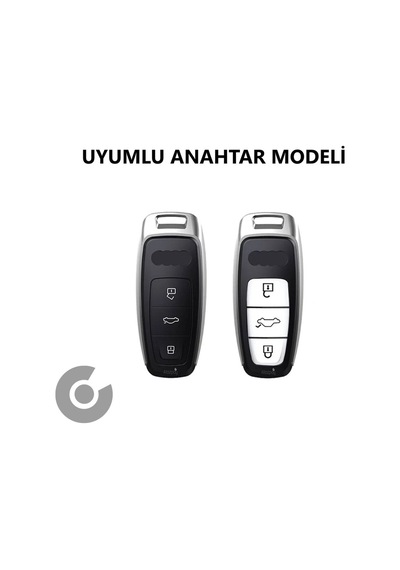 Audi A3 A4 A6 A7 A8 & B9 C8 4k D5 & S7 S8 & Q7 Q8 & E-tron Tpu Anahtar Kılıfı Beyaz Gümüş