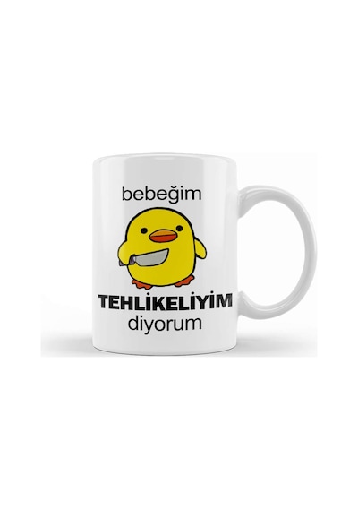 Sarı Civciv Bebeğim Tehlikeliyim Diyorum Kupa Bardak Porselen No379 Karışık