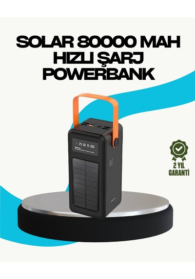 80000 Mah Güneş Enerjili Powerbank 4 Kablolu Type C Lightning Micro Usb Diğer