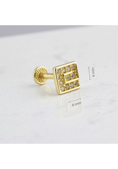 Glorria Altın Geometrik Tragus Piercing Çok Renkli