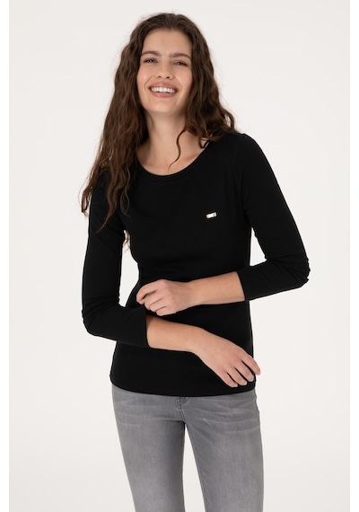 U.S. Polo Assn. Kadın Siyah Slim Bisiklet Yaka Basic Sweatshırt 50315419-VR046