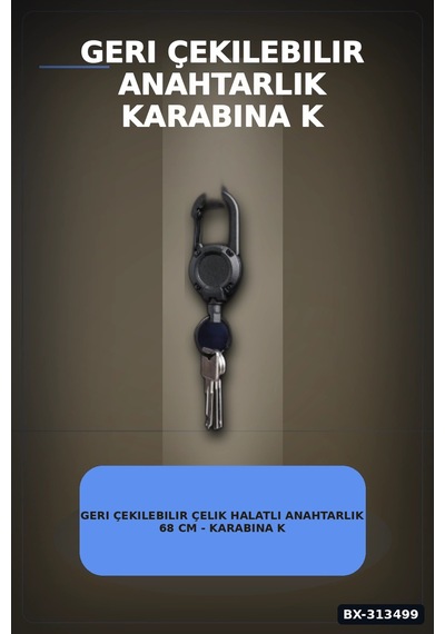 Bay Geri Çekilebilir Çelik Halatlı Anahtarlık 68 Cm - Karabina Kancalı Kemer Aksesuarı Bx-313499 Najmaddin