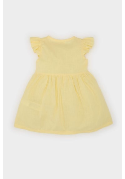 DeFacto Kız Bebek Basic Düz Kısa Kollu Flamlı Poplin Yazlık Elbise Z7402A225SMYL118