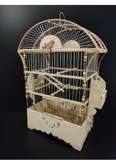 Ahşap Oval Tel Geçme Kafes 58x32x21.5