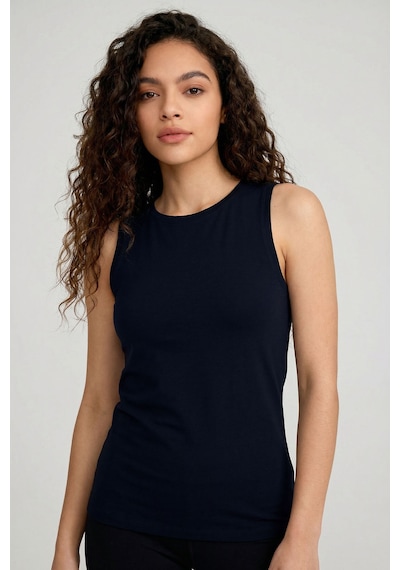 Tommy Life Lacivert Slim Fit Basic O Yaka Sıfır Kol Kadın Atlet - 97313