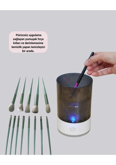 Profesyonel 13 Lü Makyaj Fırçası + Usb Fırça Temizleyici İkili Set