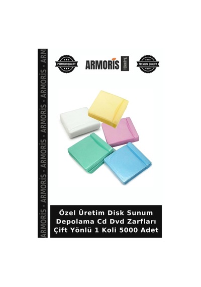 Özel Üretim Disk Sunum Depolama Cd Dvd Zarfları Çift Yönlü 1 Koli 5000 Adet