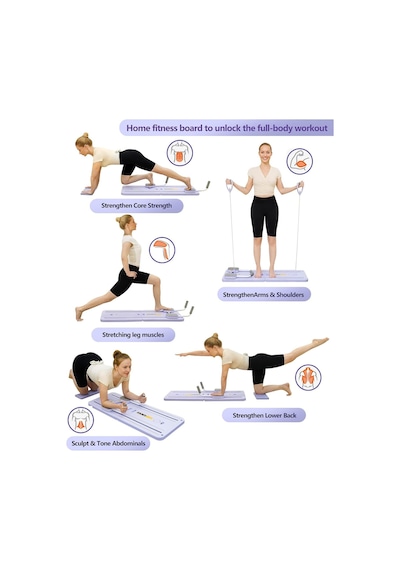 Katlanabilir Çok Fonksiyonlu Pilates Reformer Tahtası Tüm Vücut Egzersiz Aleti