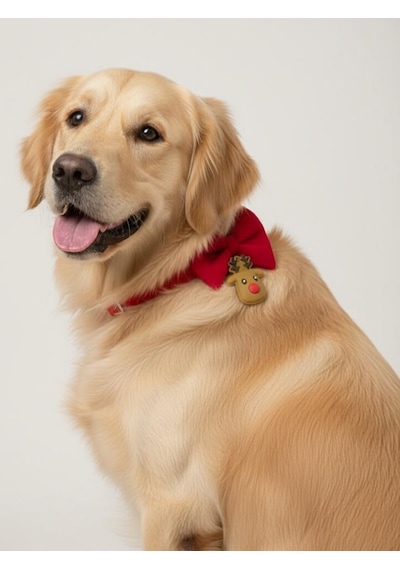 Yılbaşı Geyiği Köpek Papyon Tasması Kırmızı Fiyonk Boyun Aksesuarı Noel Temalı Köpek Süsü Orta Ve Büyük Irklar İçin