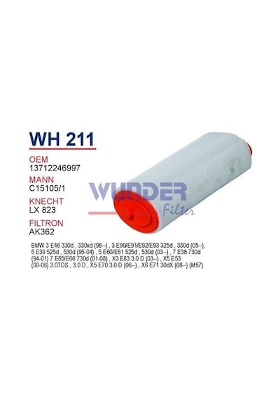 WUNDER WH211 HAVA FİLTRESİ - LAND ROVER FREELANDER2.0 TD4 (KISA)