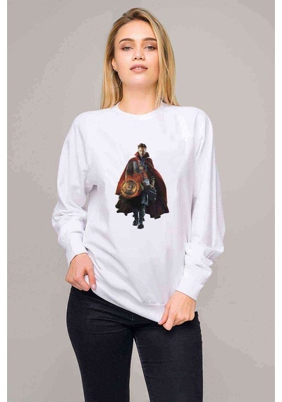 Stange Baskılı Beyaz Kadın Sweatshirt