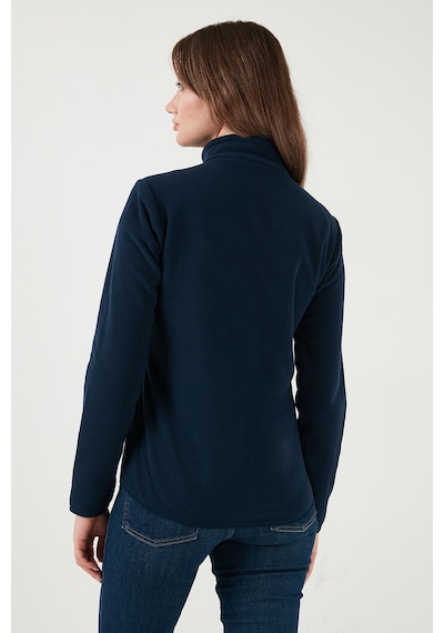 Lela Slim Fit Anti-Pilling Tüylenme Yapmayan Fermuarlı Cepli  Hırka Bayan Polar 5907002 Lacivert