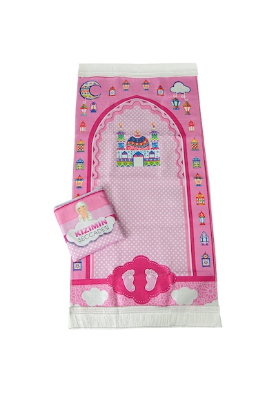 Çantalı Kızımın Çocuk Seccadesi Pembe Pembe