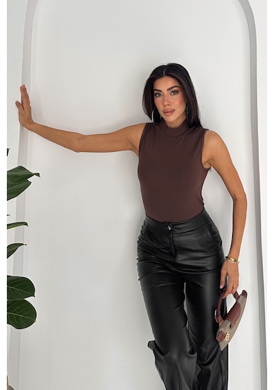Noa & Noa Kadın Kolsuz Boğazlı Basic Body Sleek Core Kahverengi Noa & Noa Kadın Kolsuz Boğazlı Basic Body Sleek Core Kahverengi