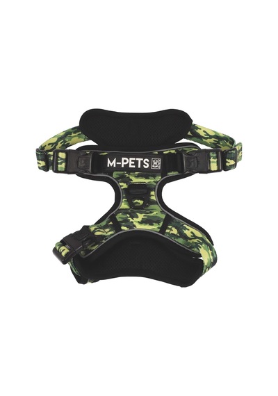 M-pets Hıkıng Reflektörlü Kamuflaj Desenli Soft Köpek Göğüs Tasması L Siyah