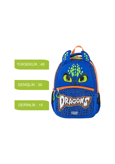 Muggle 3 Bölmeli Dragons Okul Sırt Çantası Mu-9167