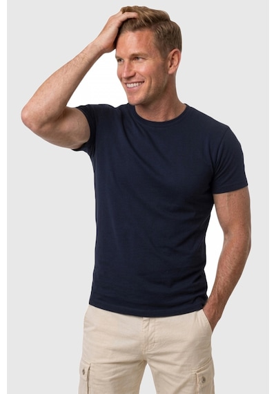 Rizzup Erkek Lacivert Slim Fit %90 Pamuk Likralı Yumuşak Dokulu Basic Tişört 1801131