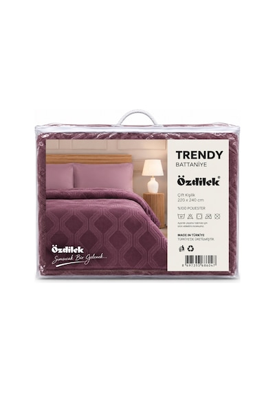Özdilek Trendy Embos Çift Kişilik Battaniye -art Deco Y.mersini Bordo