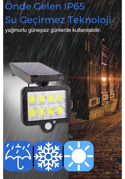 Solar Lamba 140 Led 8 Bölmeli Sensörlü Güneş Enerjili